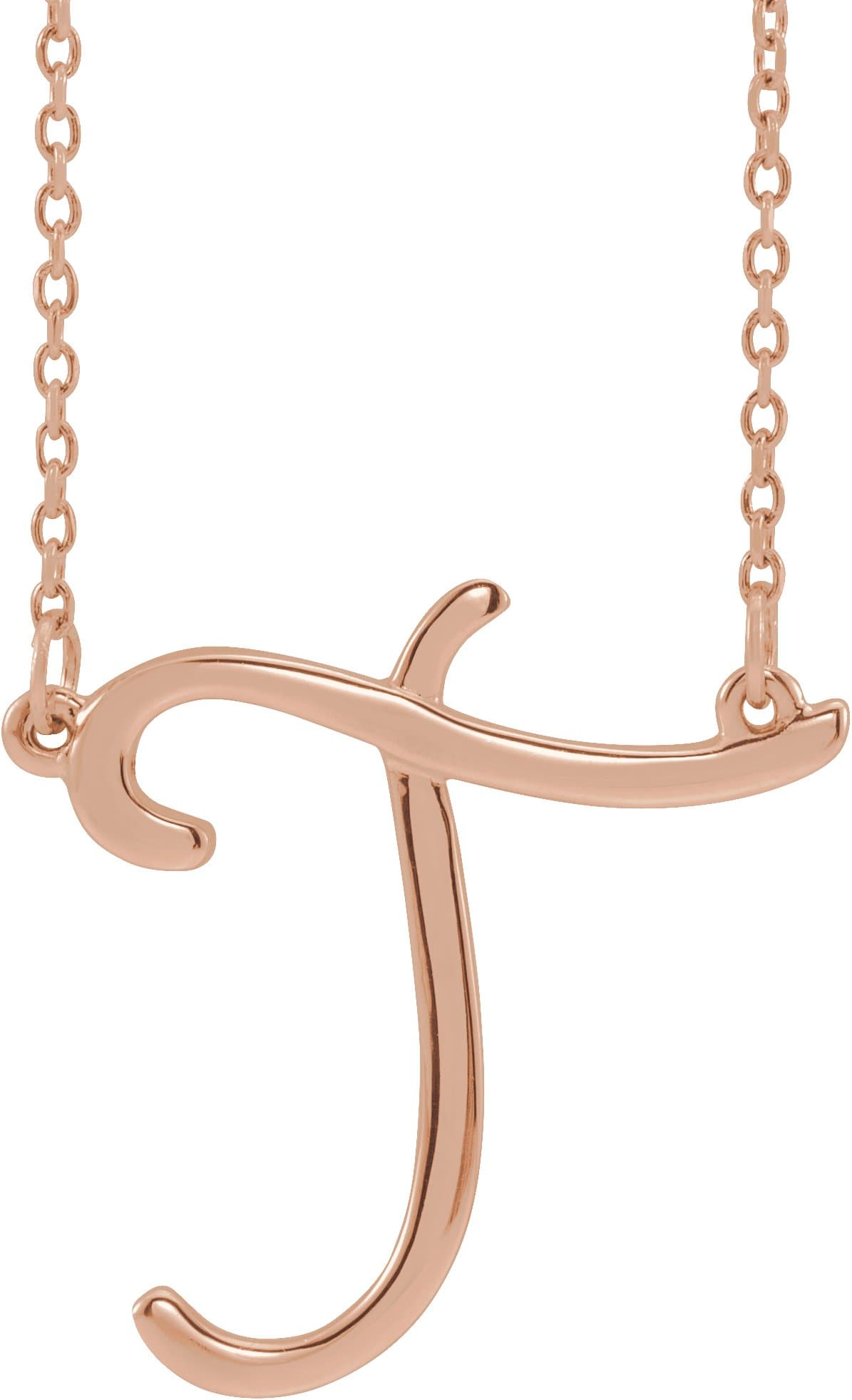 14K Rose Script Initial B 16 Necklace