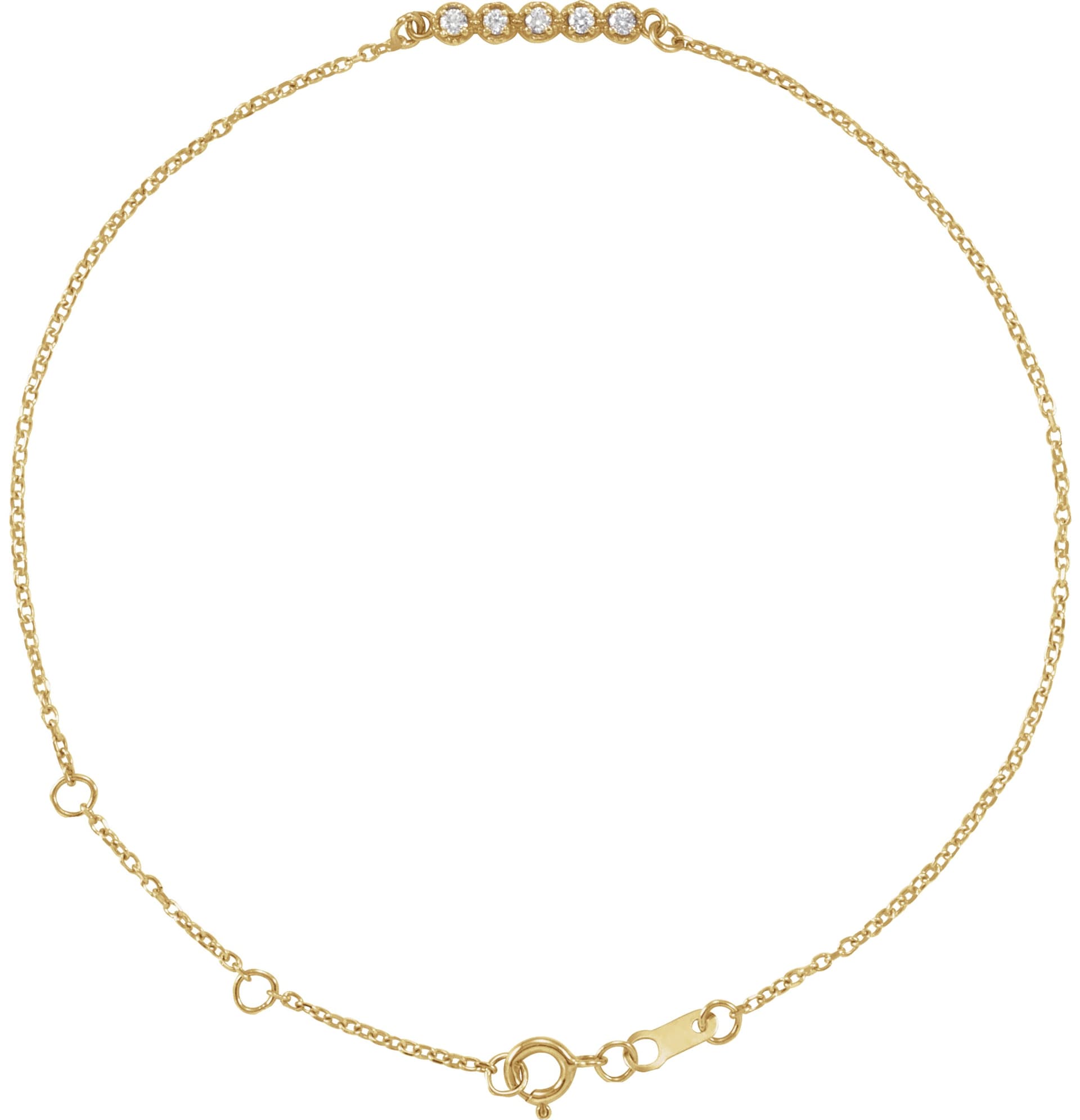 14K Rose .07 CTW Natural Diamond Bar 6 1/2-7 1/2" Bracelet