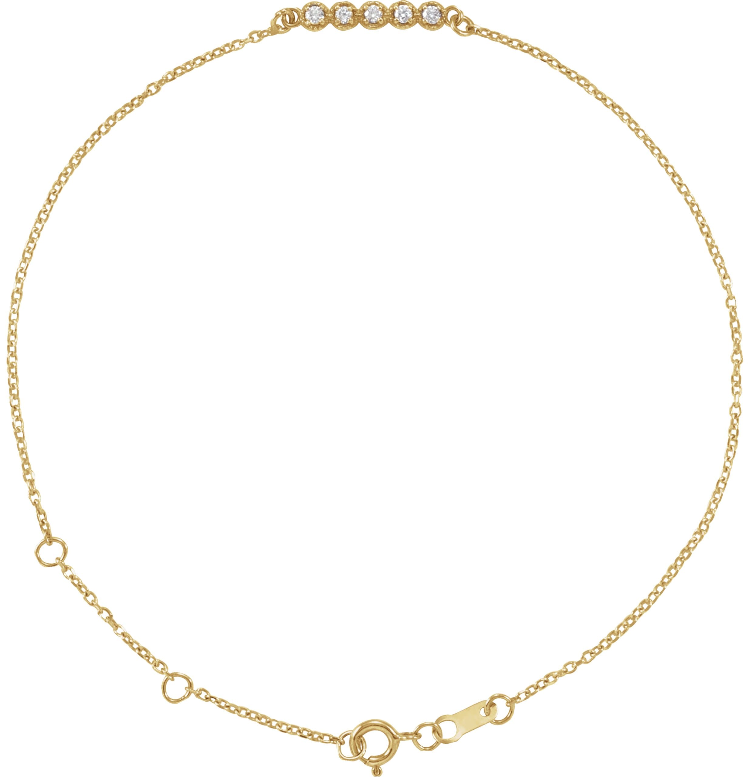 14K Rose .07 CTW Natural Diamond Bar 6 1/2-7 1/2" Bracelet