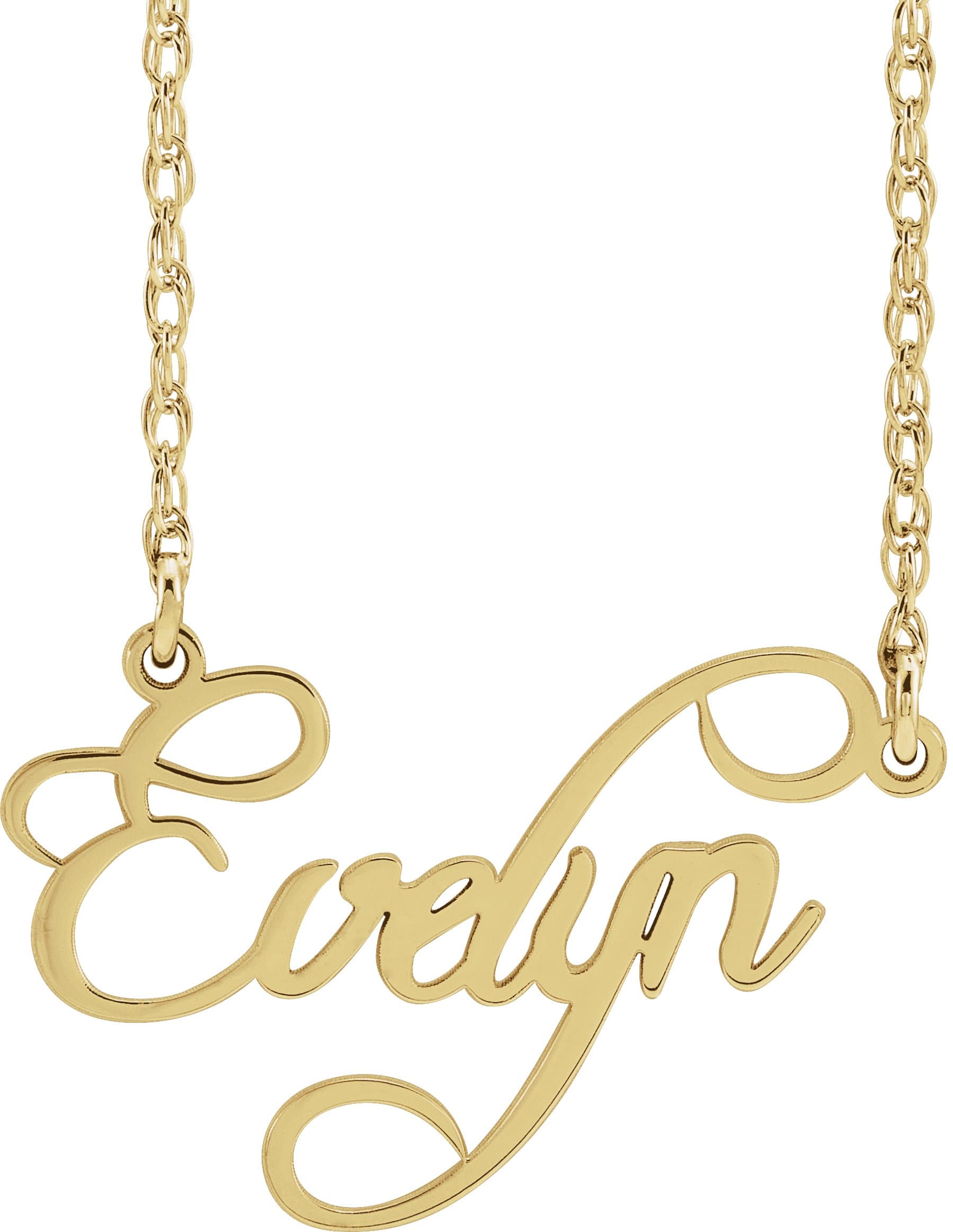 10K White Gold Script Single Name 18" Necklace