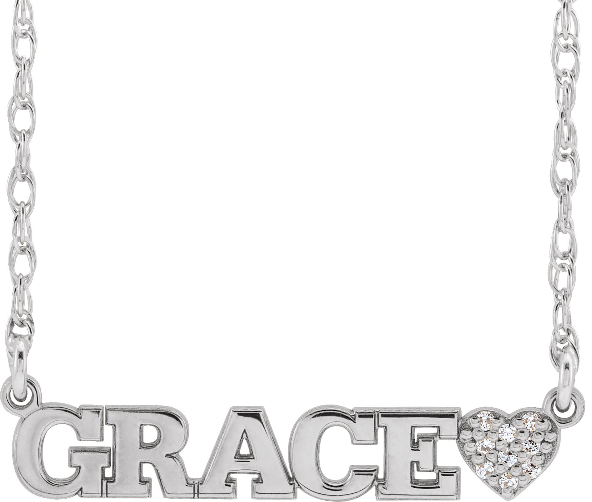 10K White Gold .05 CTW Natural Diamond Couple Name 16" Necklace
