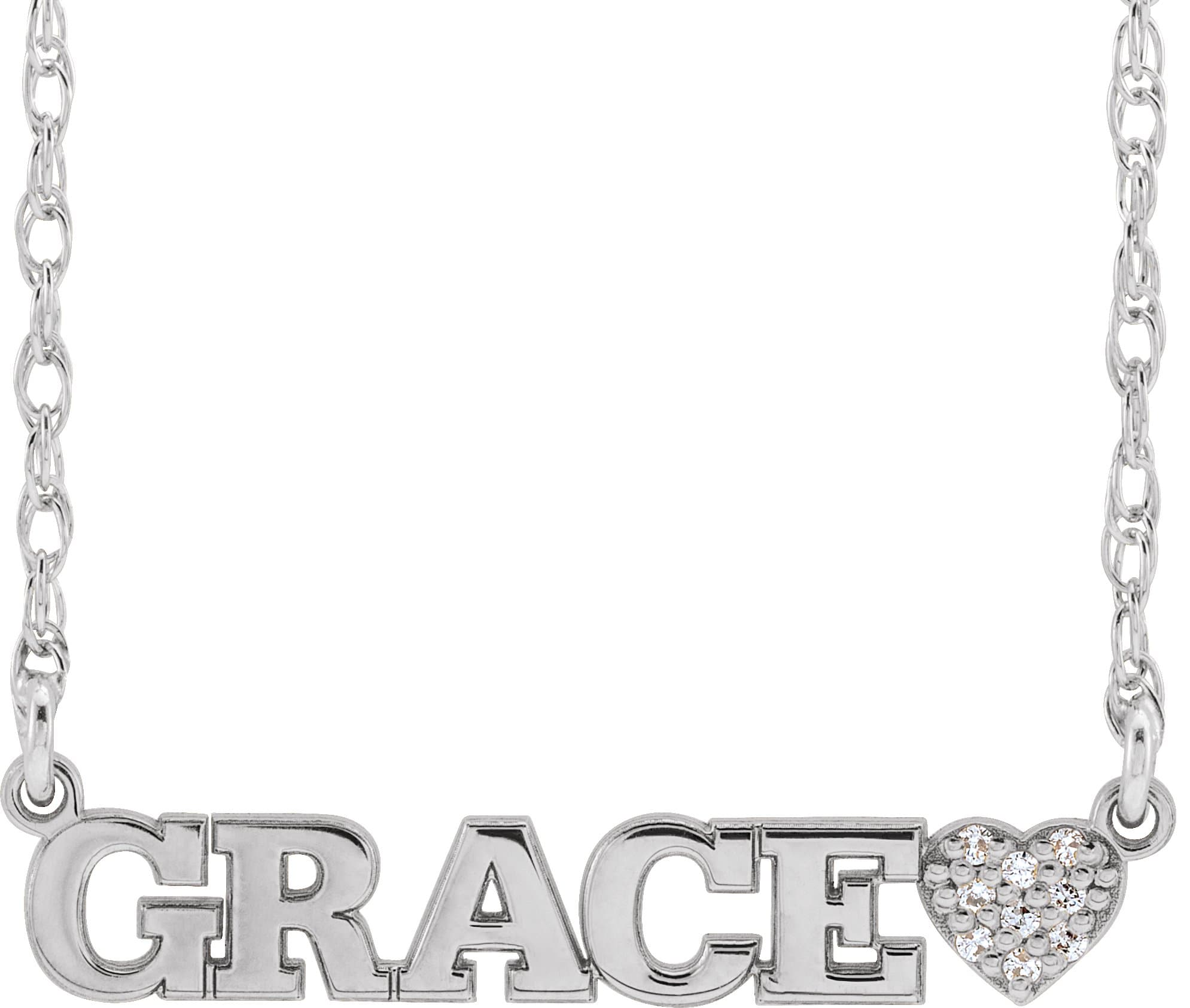 10K White Gold .05 CTW Natural Diamond Couple Name 16" Necklace