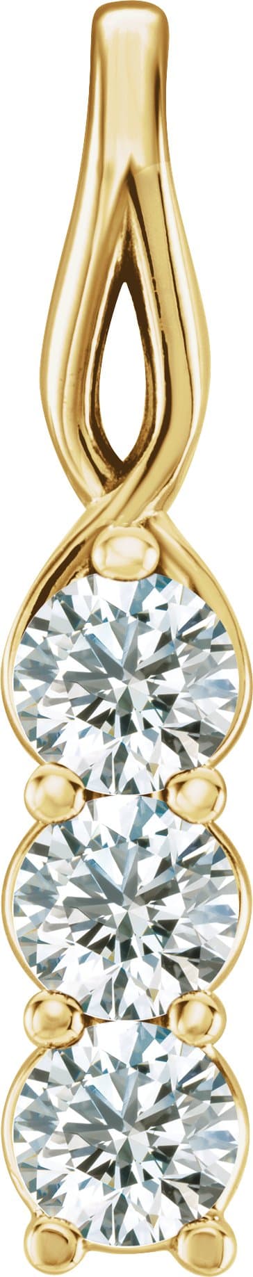 14K Yellow Gold 1/3 CTW Natural Diamond Three-Stone Pendant