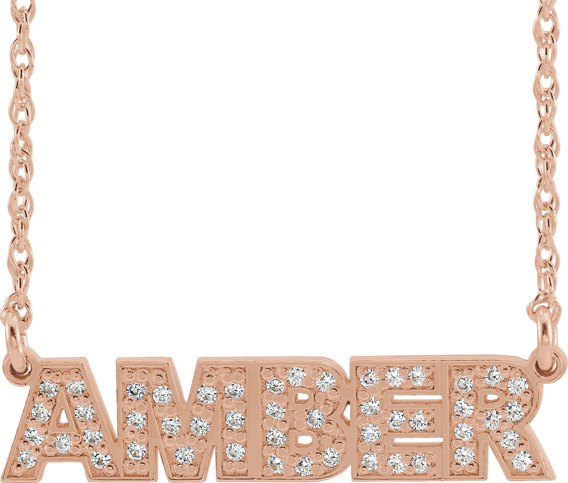 10K White Gold Natural Diamond Single Name Nameplate 16" Necklace