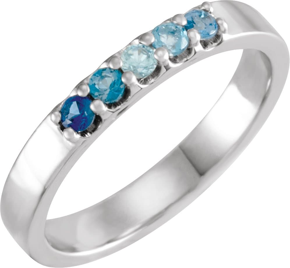 14K Rose Natural Blue Multi-Gemstone Midi Ring