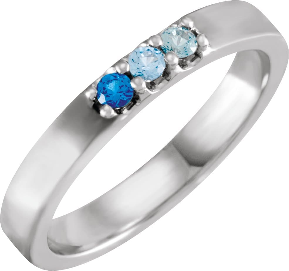 14K Rose Natural Blue Multi-Gemstone Midi Ring