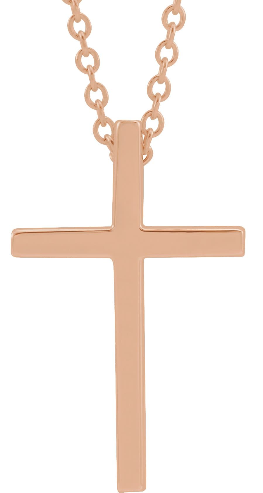 14K Rose 17.4x11.1 mm Cross 18 Necklace