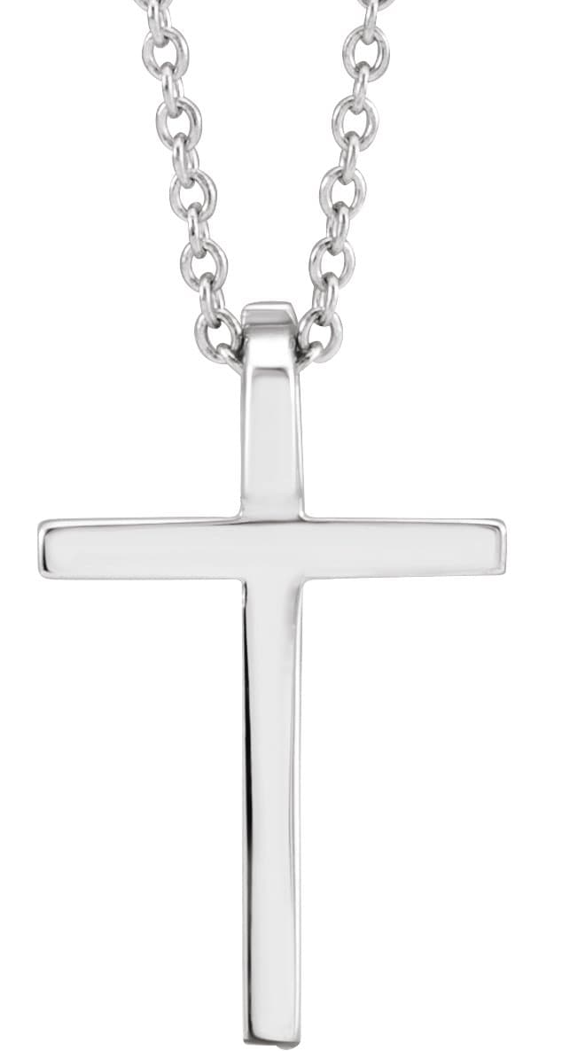 14K Rose 17.4x11.1 mm Cross 18 Necklace