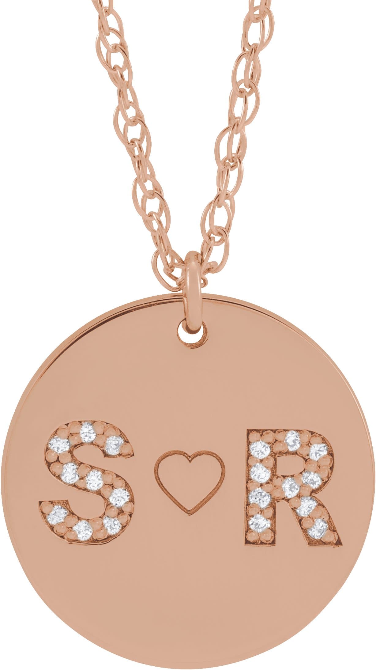 10K White Gold  Personalized Natural Diamond 2-Initials 16" Necklace