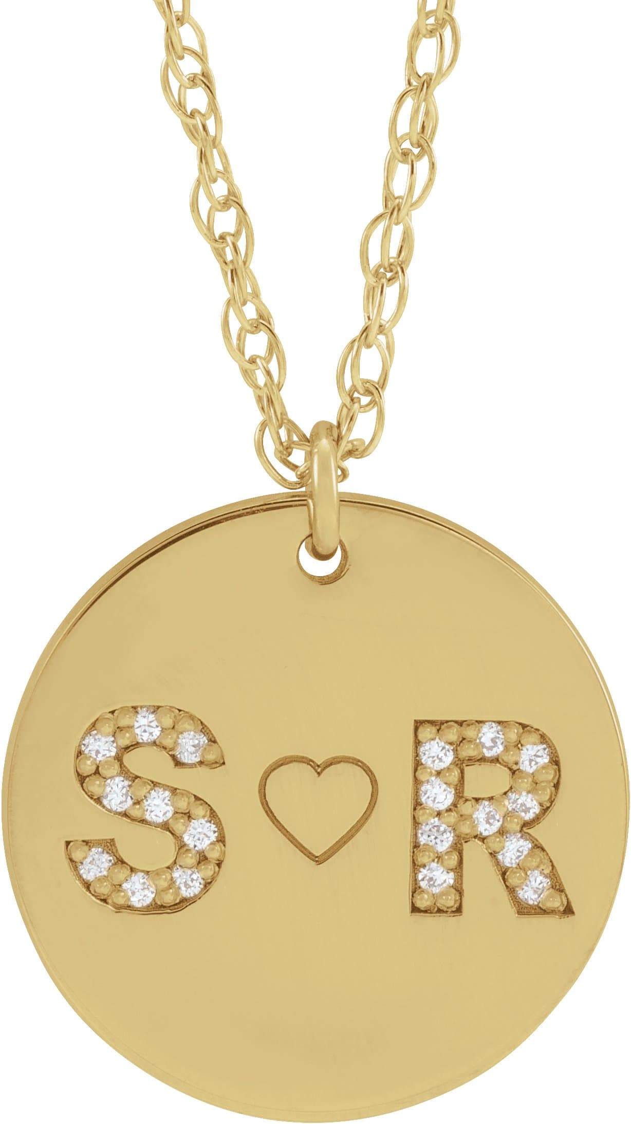 10K White Gold  Personalized Natural Diamond 2-Initials 16" Necklace