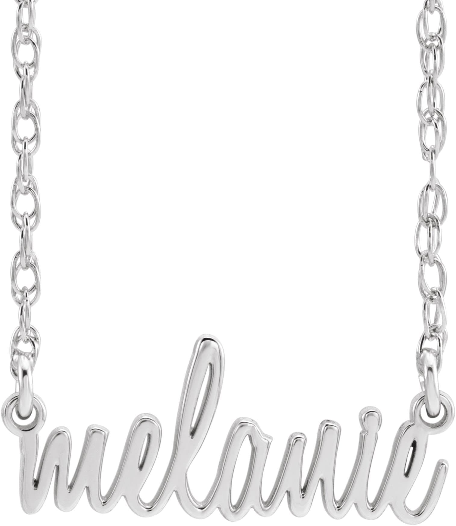10K White Gold Script Nameplate 16" Necklace