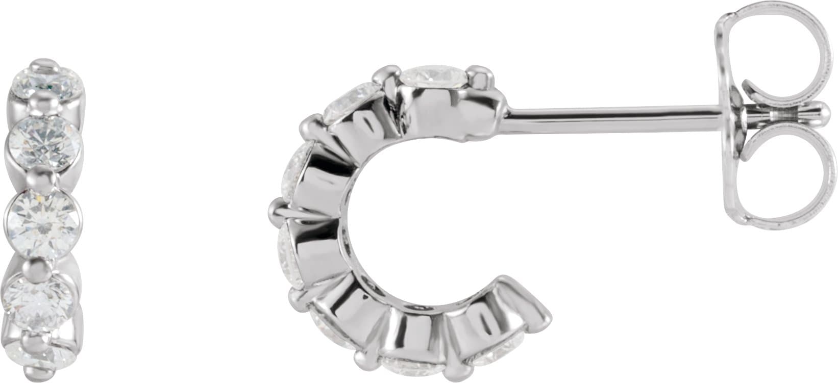 Sterling Silver 3/8 CTW Natural Diamond 9.25 mm Hoop Earrings
