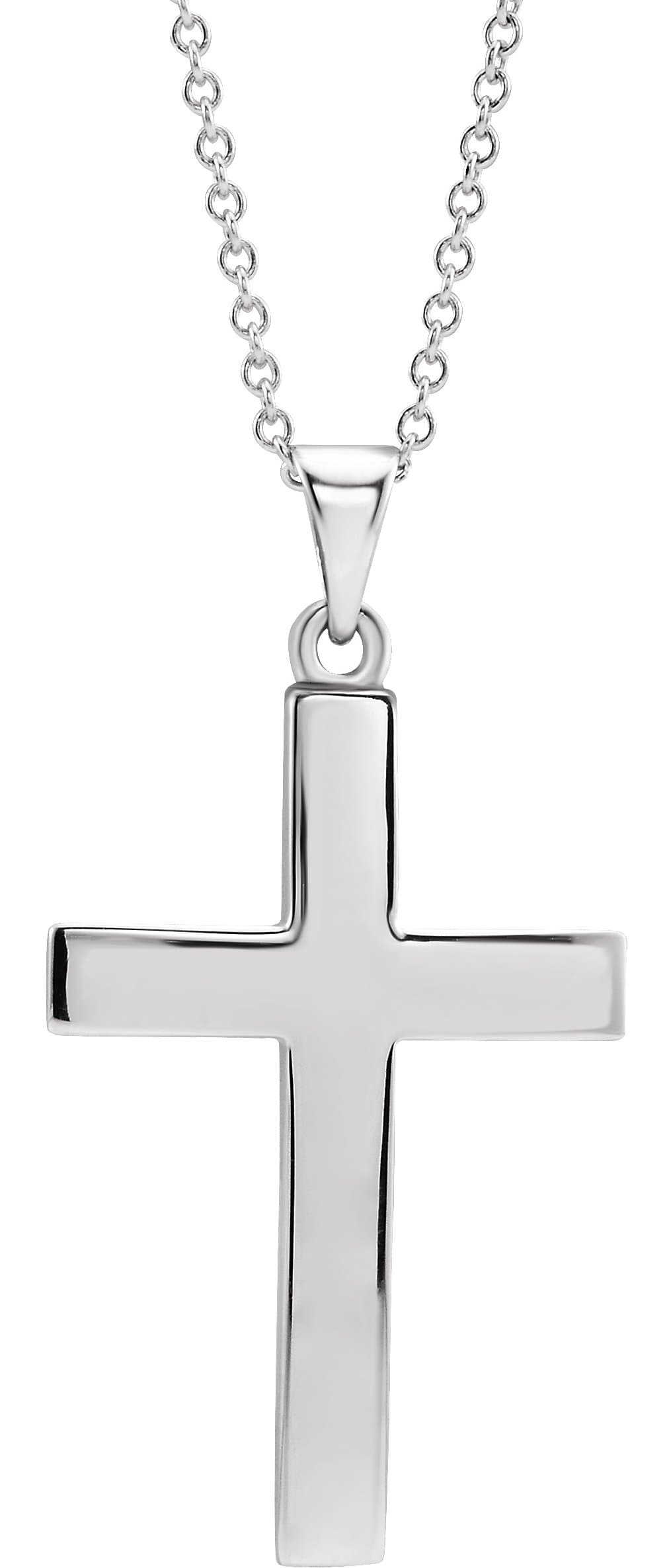 14K White Cross 18 Necklace