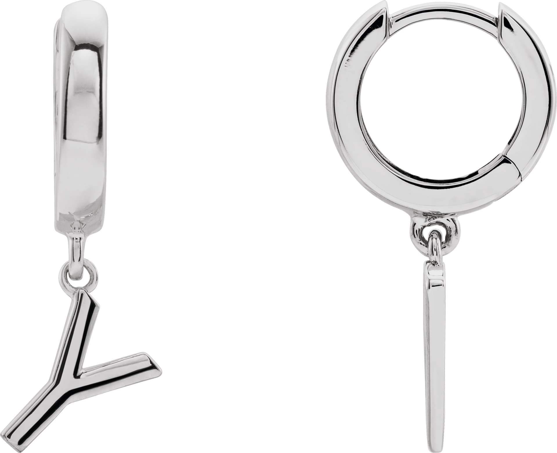 14K Rose Gold Initial A Hinged Huggie Earring