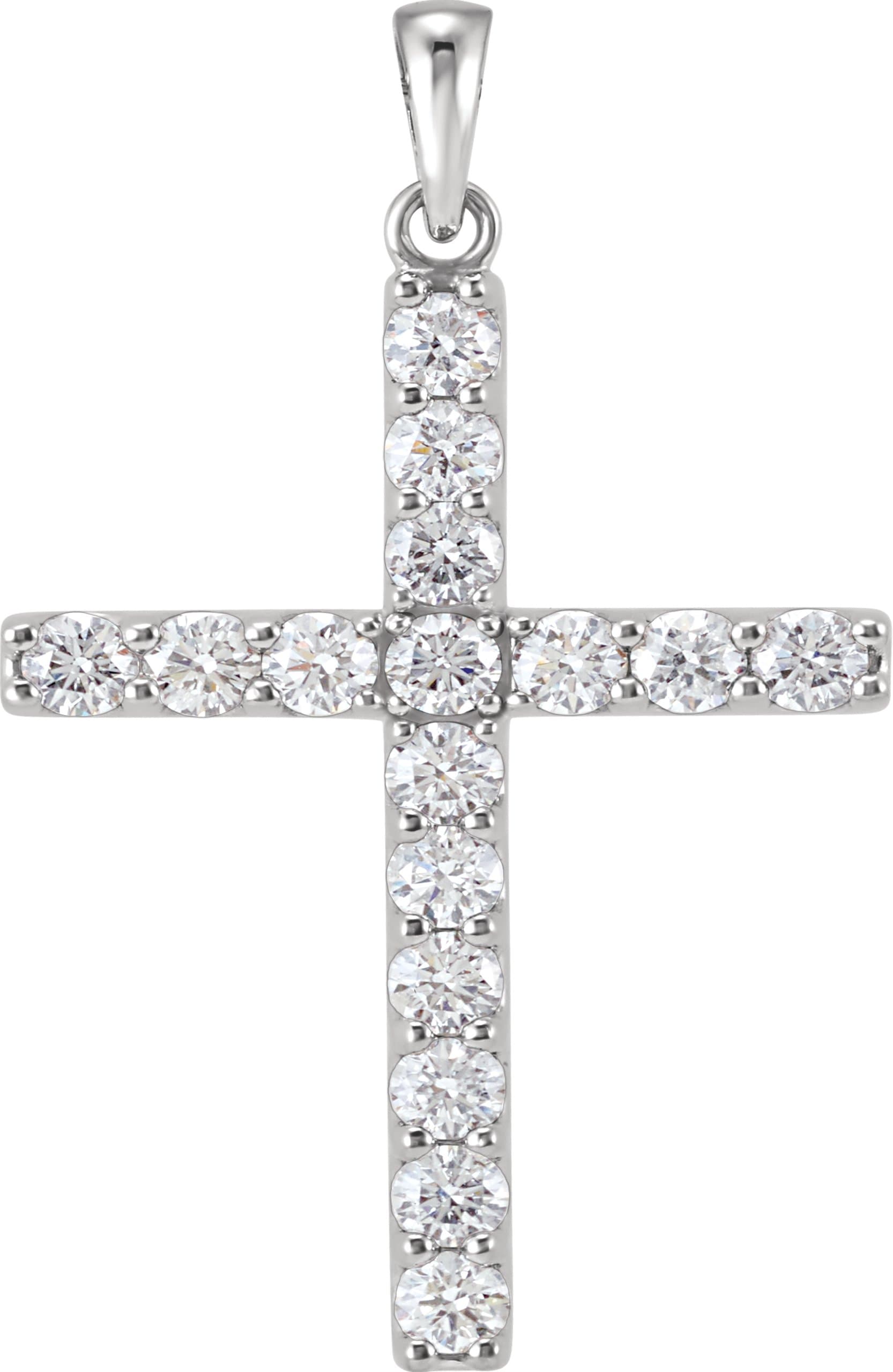 14K Rose Gold 3/4 CTW Natural Diamond Cross Pendant