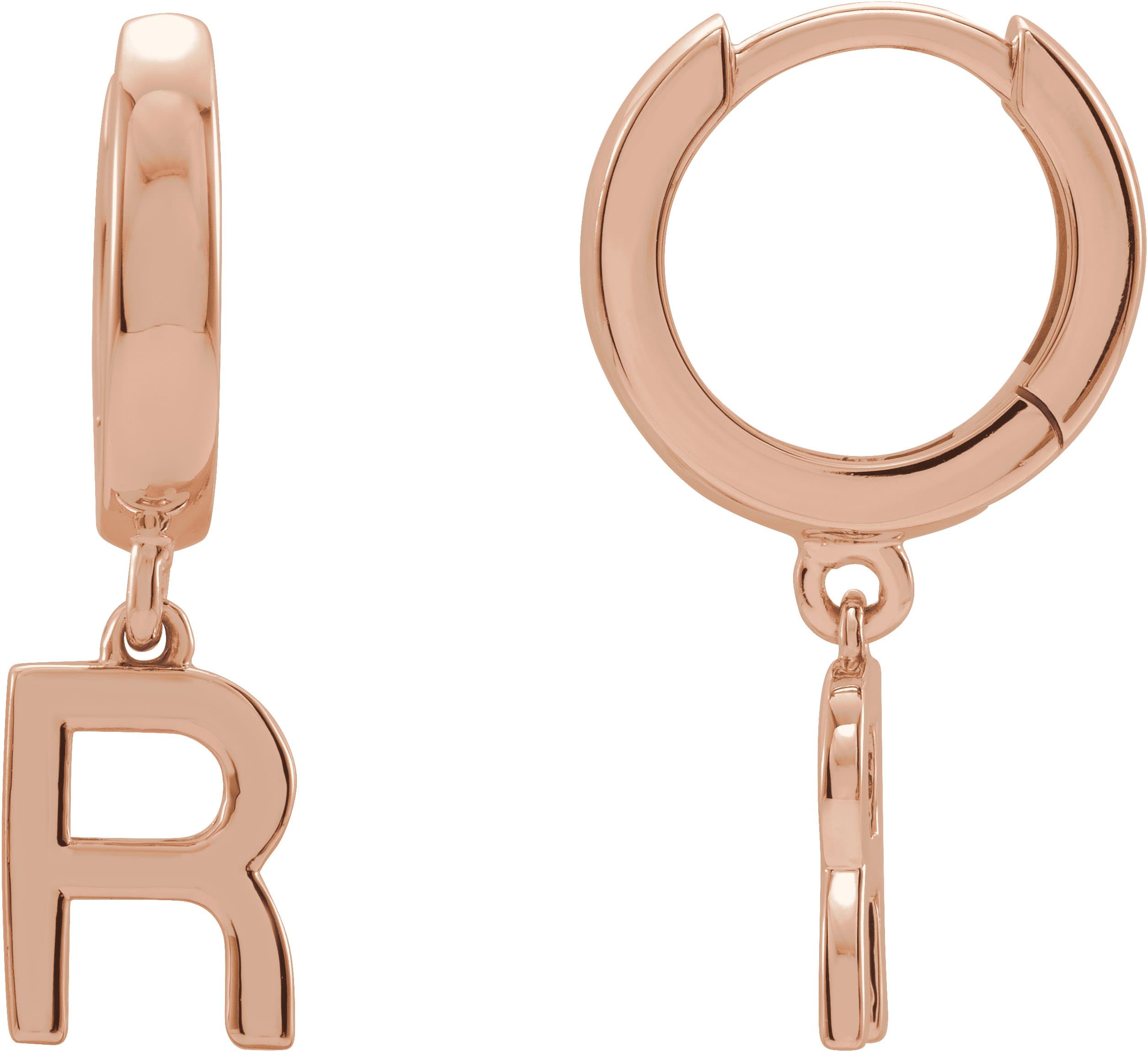 14K Rose Gold Initial A Hinged Huggie Earring