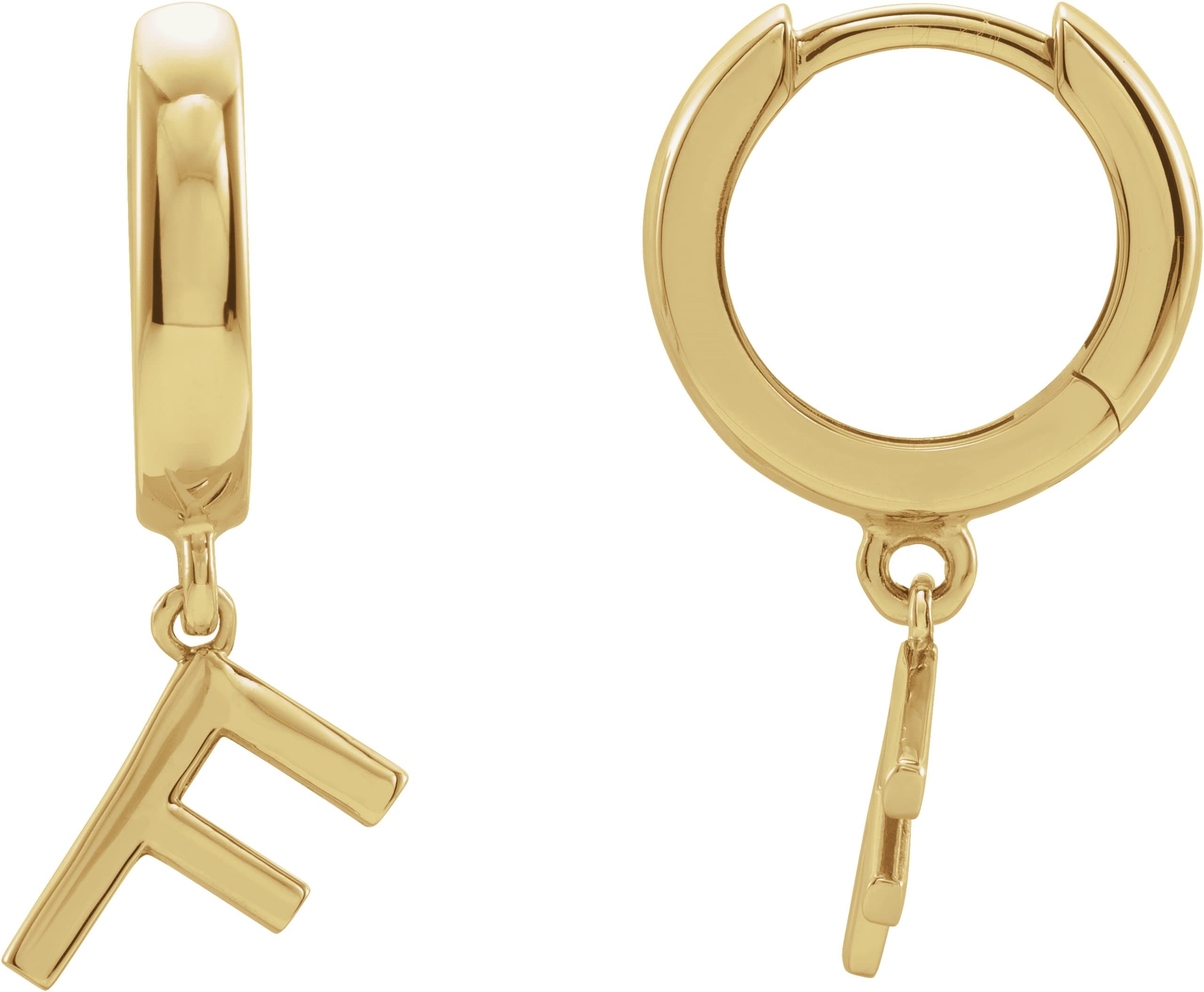 14K Rose Gold Initial A Hinged Huggie Earring