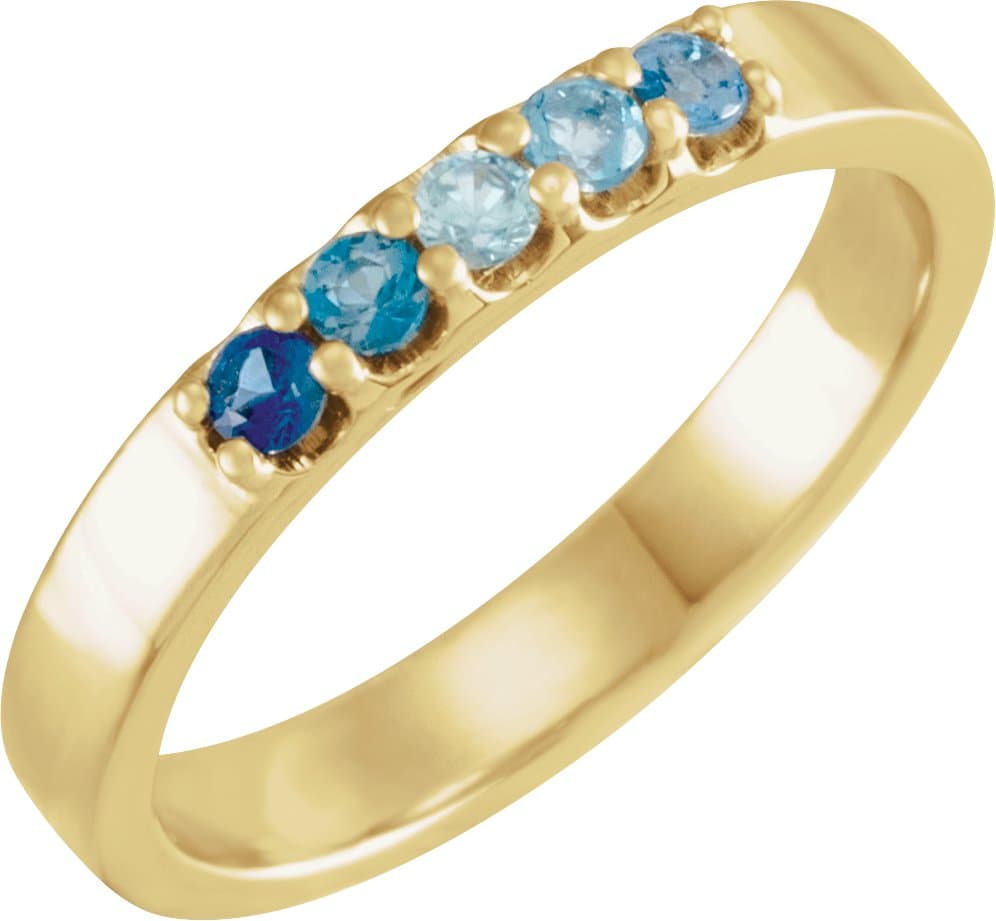 14K Rose Natural Blue Multi-Gemstone Midi Ring