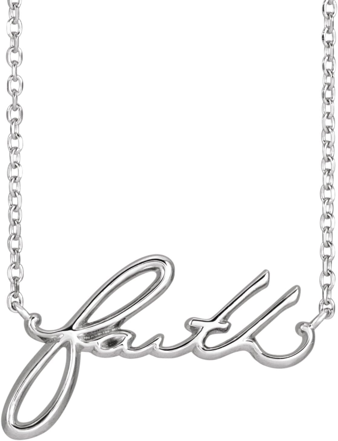14K White Faith 18 Necklace