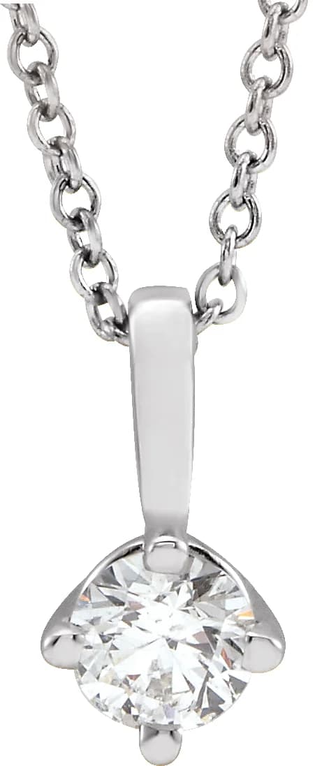 Natural Diamond Solitaire Necklace in Platinum, view 2
