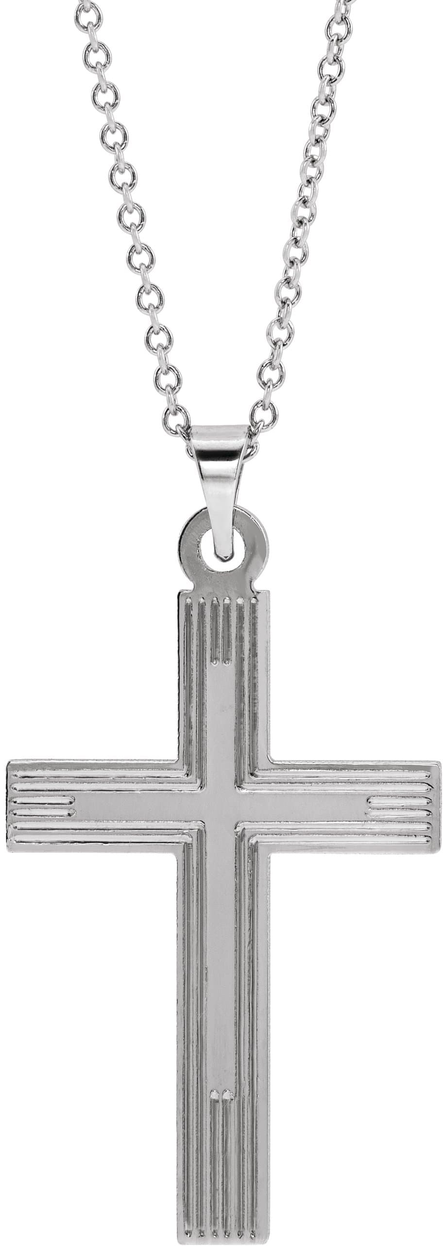 14K White Cross 18 Necklace