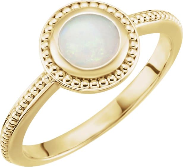 14K White Natural White Opal Ring