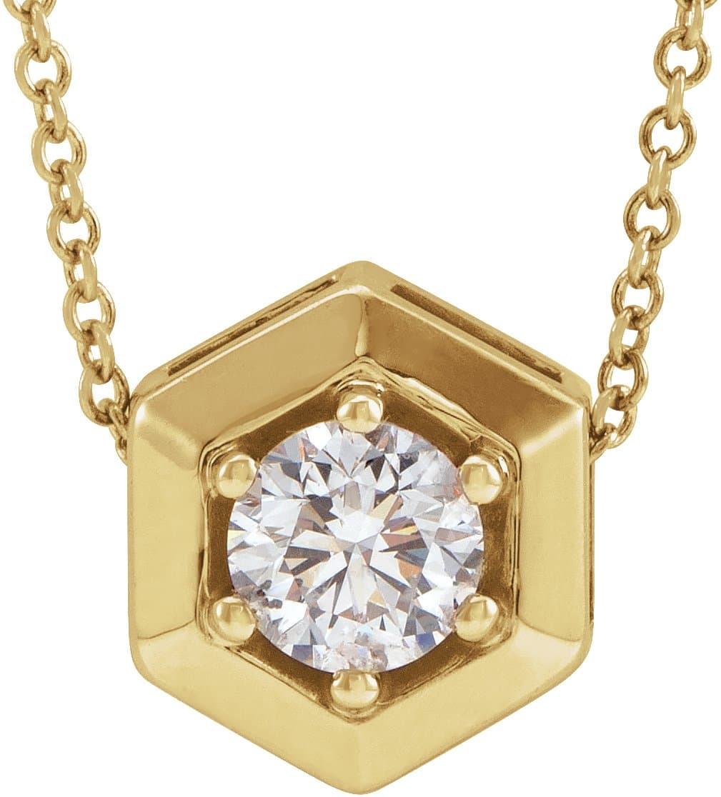 14K Rose 1/2 CT Lab-Grown Diamond Geometric 16-18 Necklace
