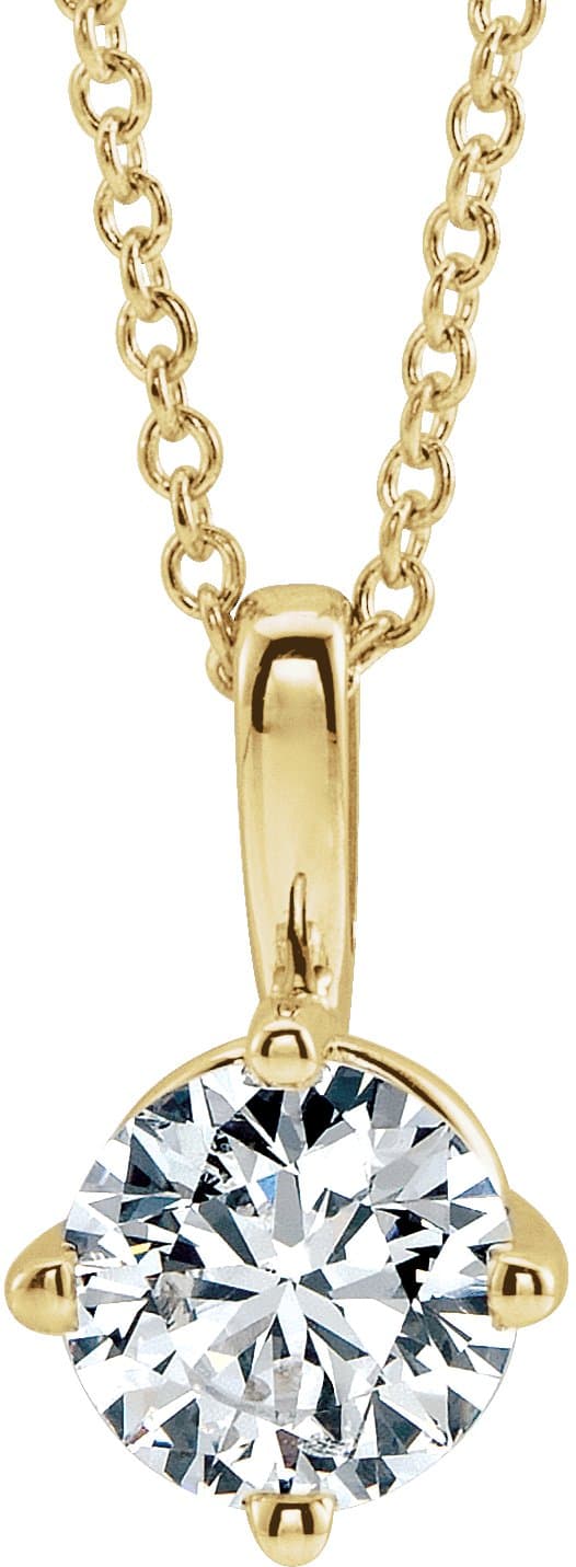 14K Rose 3/4 CT Natural Diamond Solitaire 16-18 Necklace