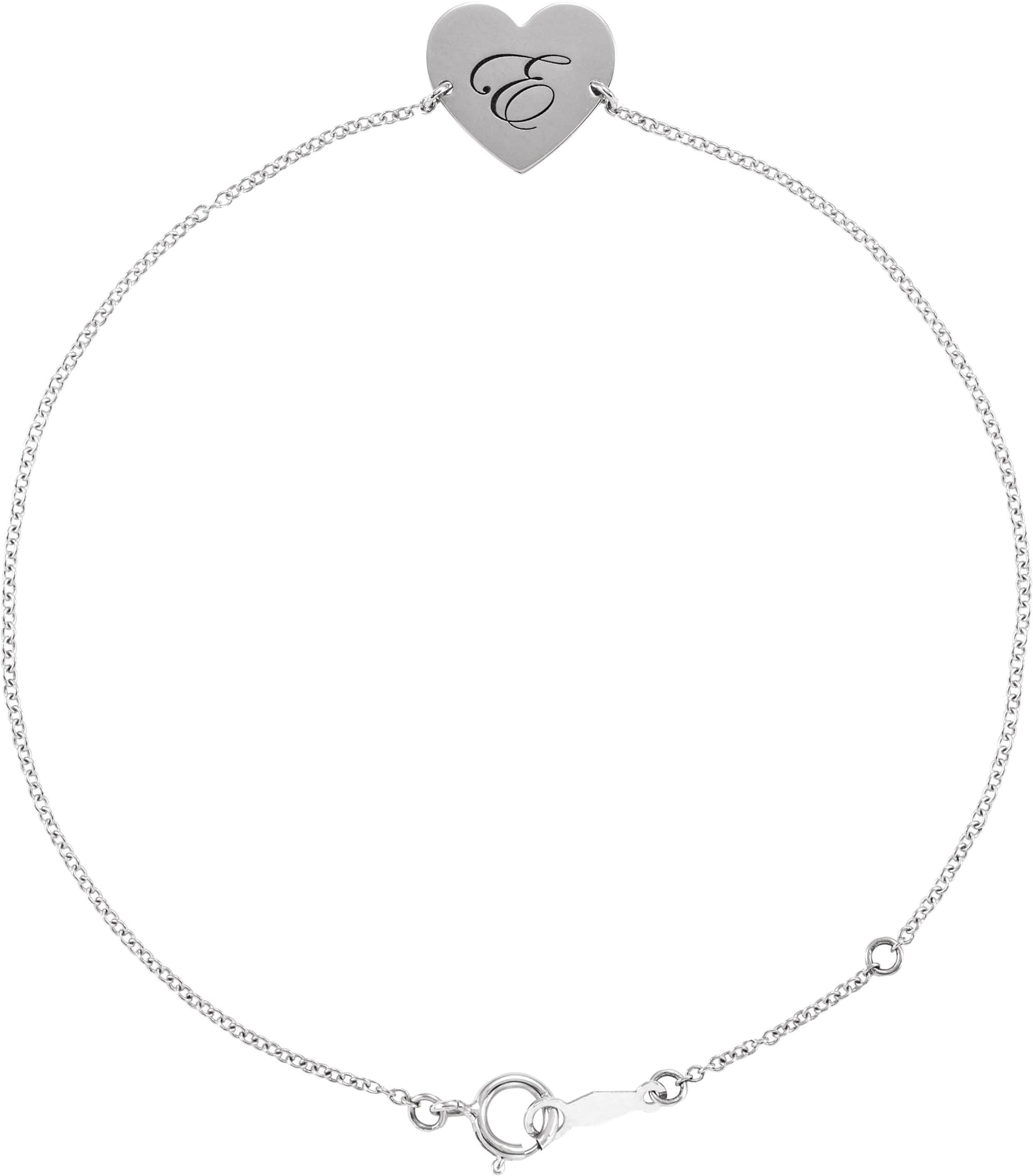 14K Rose Engravable Heart 7-8" Bracelet