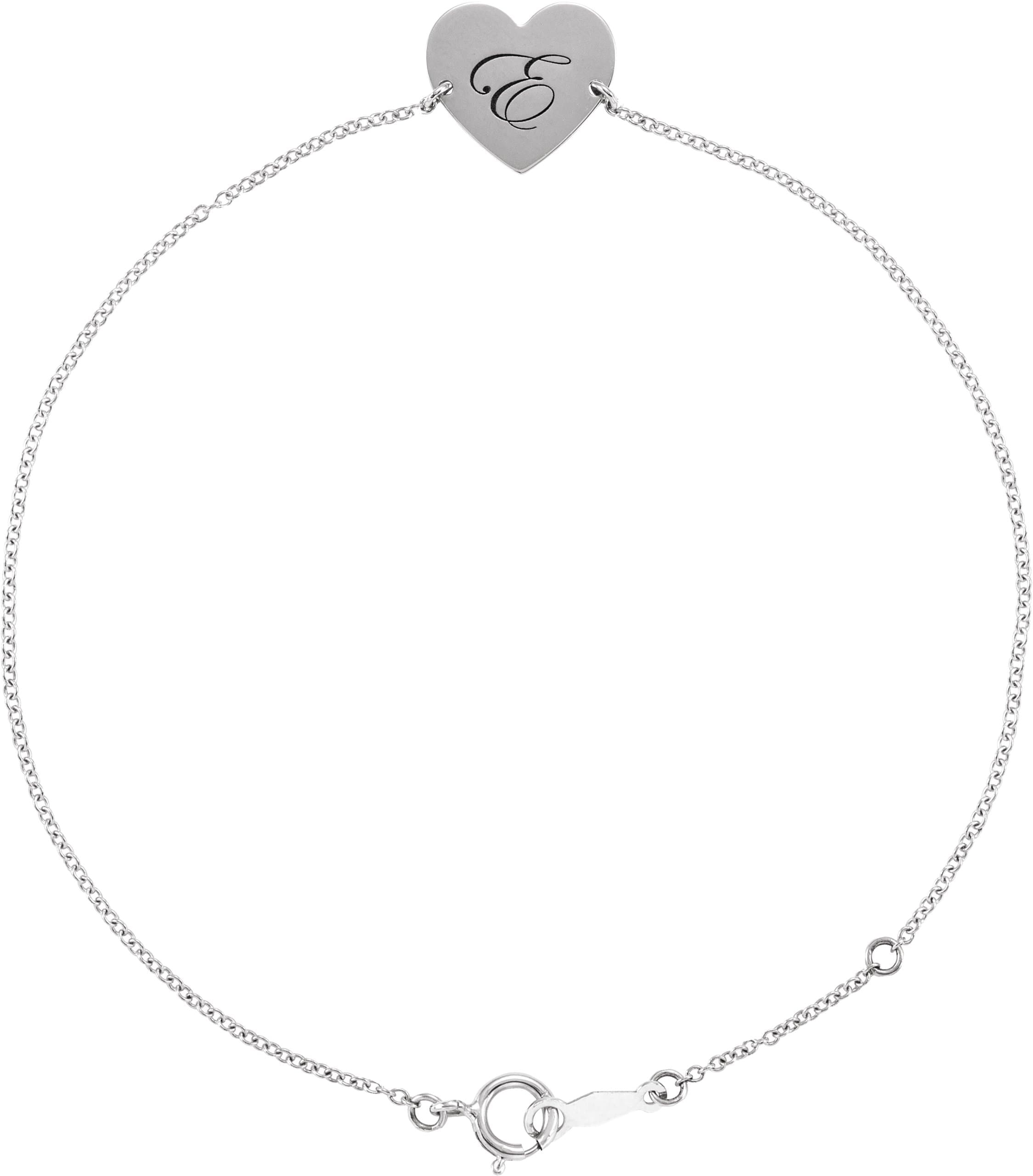 14K Rose Engravable Heart 7-8" Bracelet