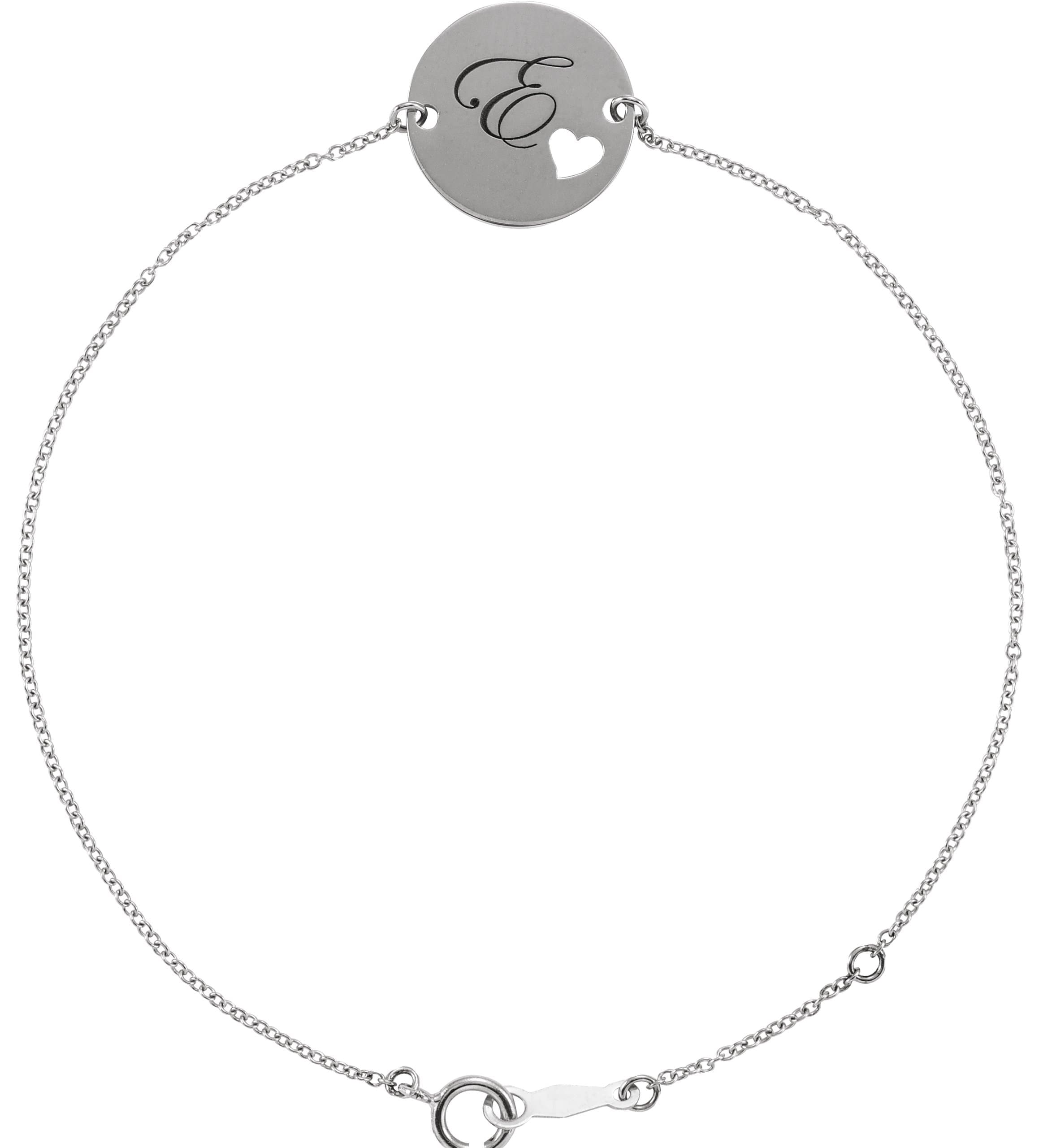 Engravable Pierced Heart Disc Bracelet view 3