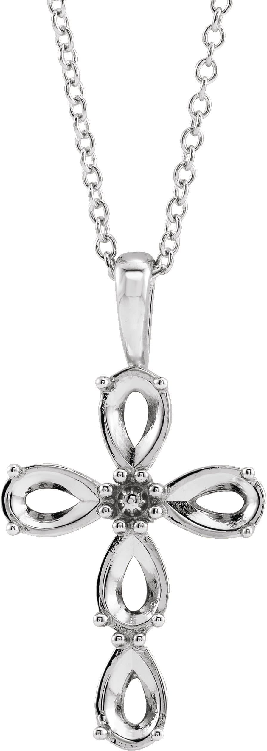 Platinum 1 CTW Natural Diamond Cross 16-18" Necklace
