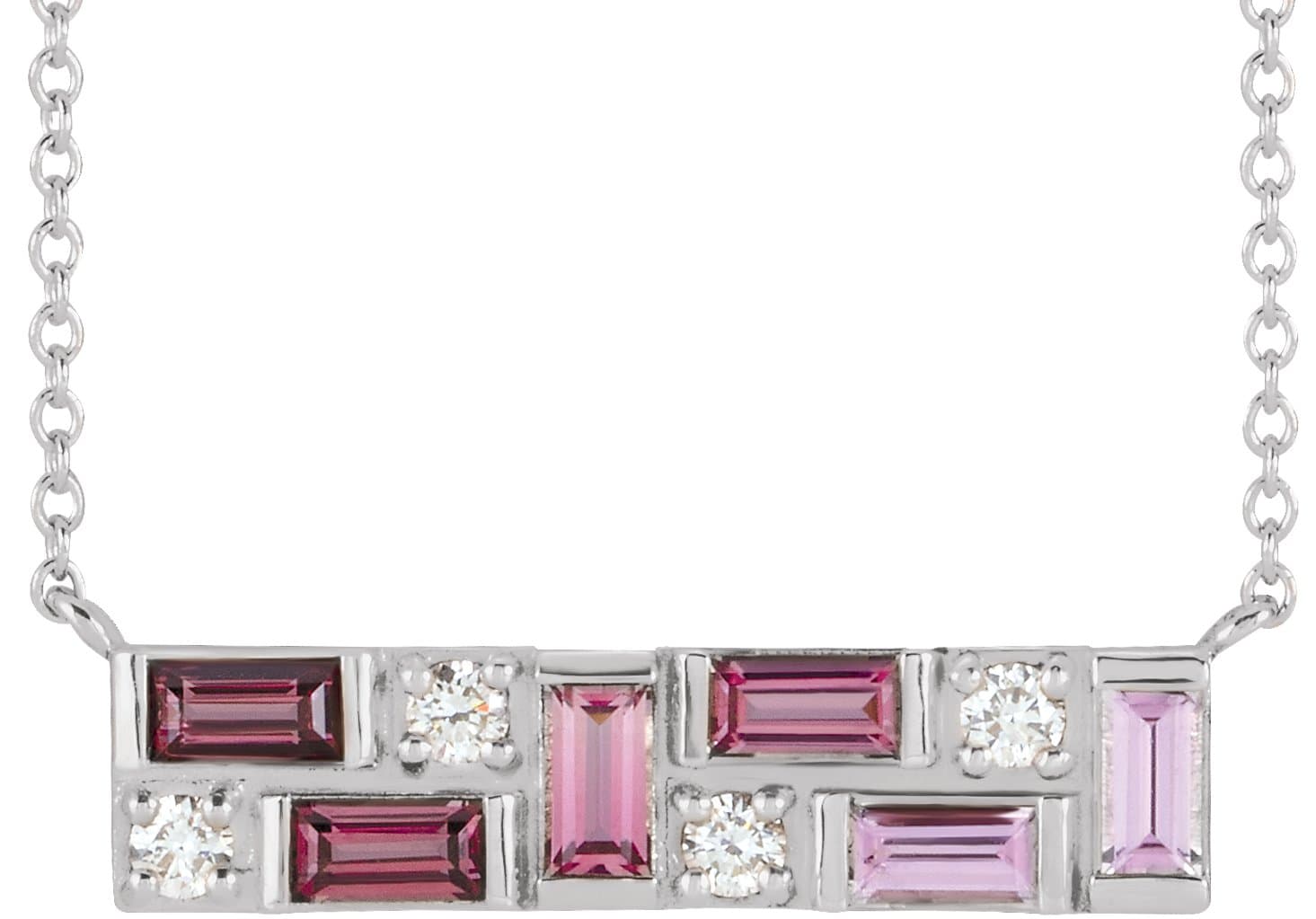 Accented Baguette Bar Necklace or Center view 1