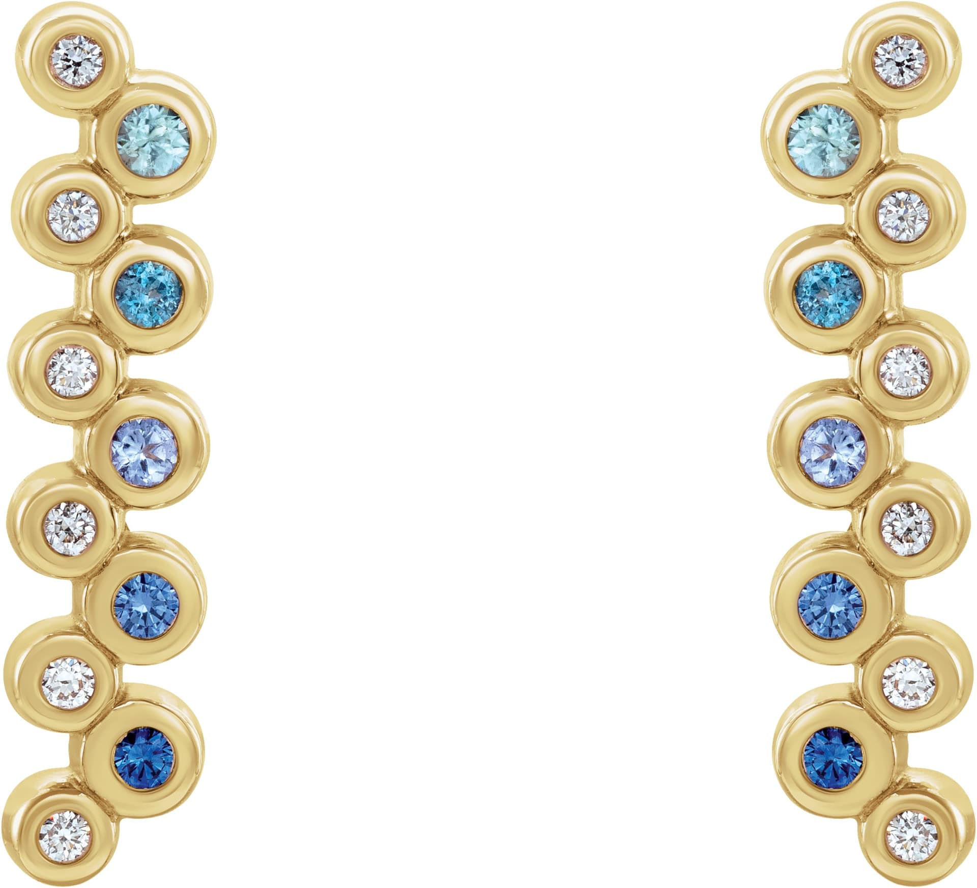 14K White 1/3 CTW Natural Diamond Bezel-Set Bar Earrings