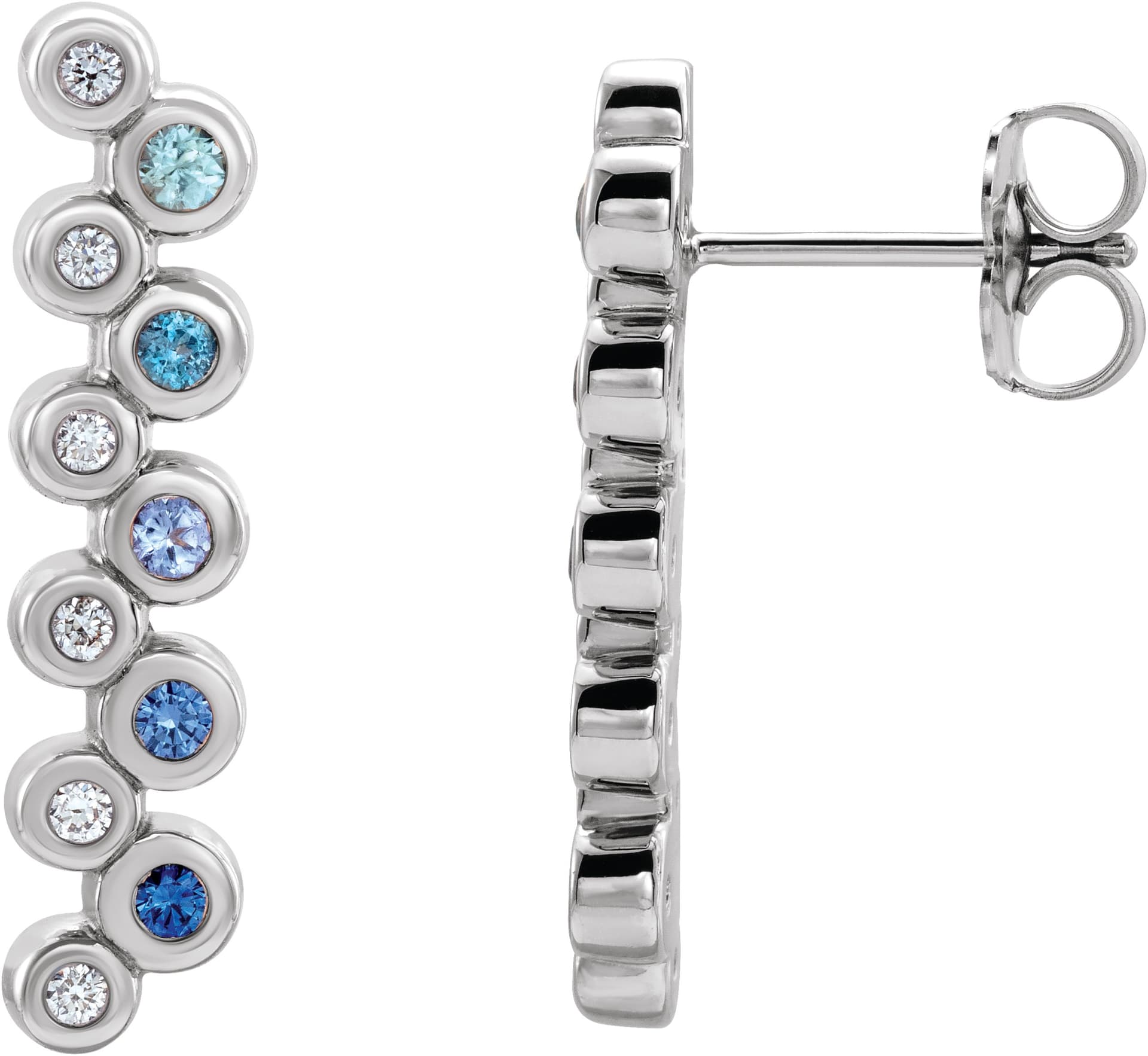 14K White 1/3 CTW Natural Diamond Bezel-Set Bar Earrings