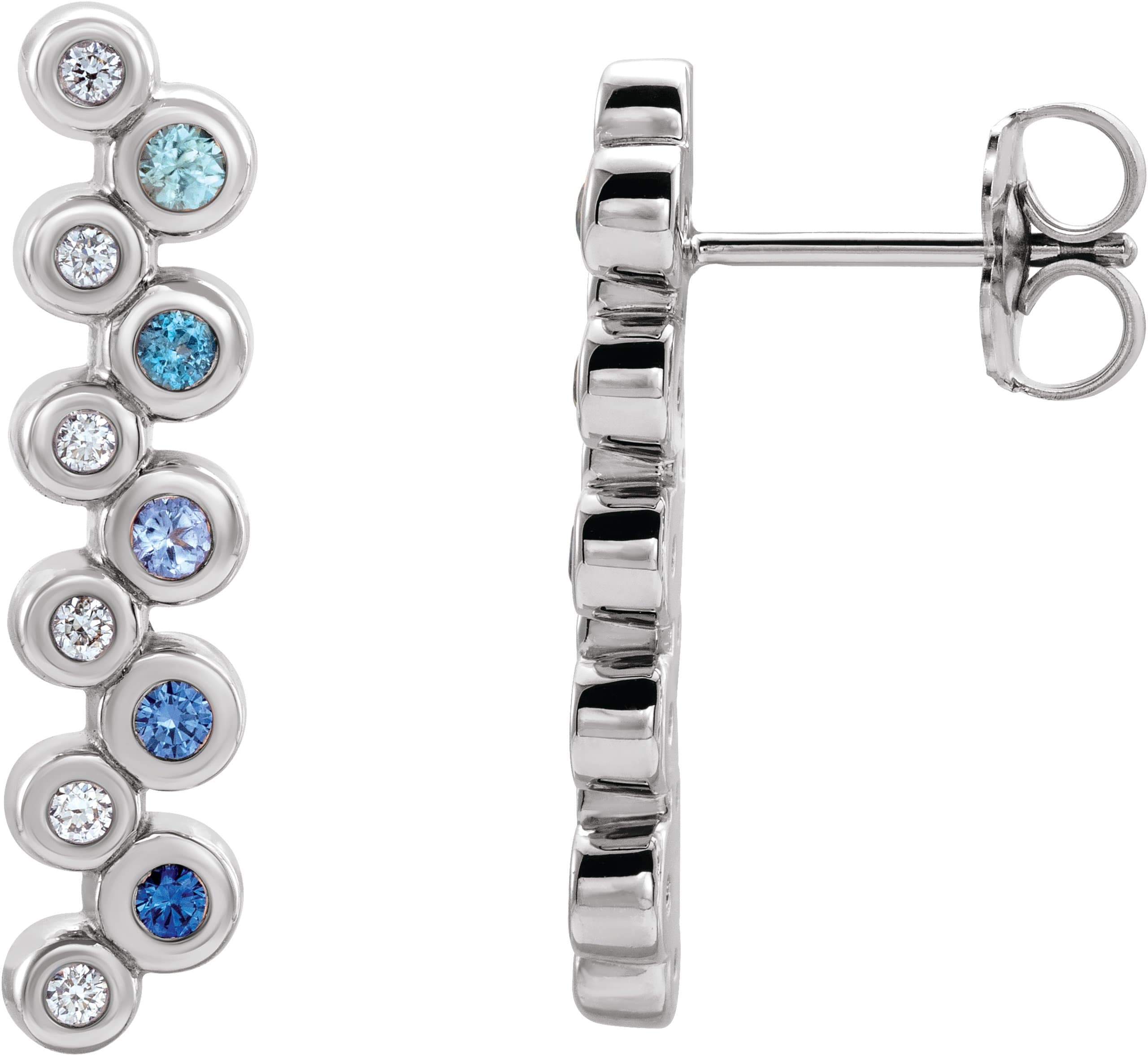 14K White 1/3 CTW Natural Diamond Bezel-Set Bar Earrings