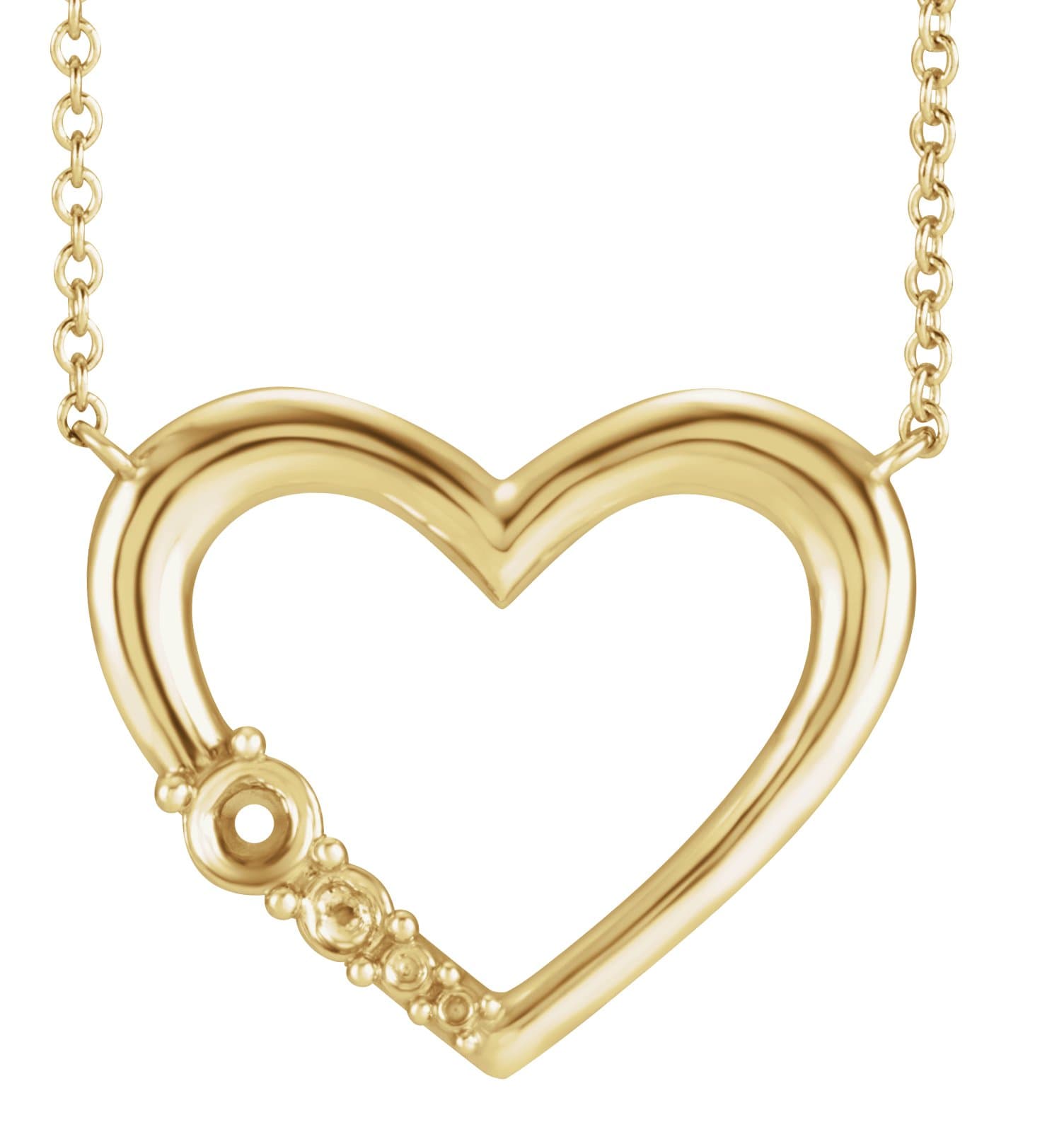 14K Yellow 1-Stone Family Heart 16 Necklace Mounting