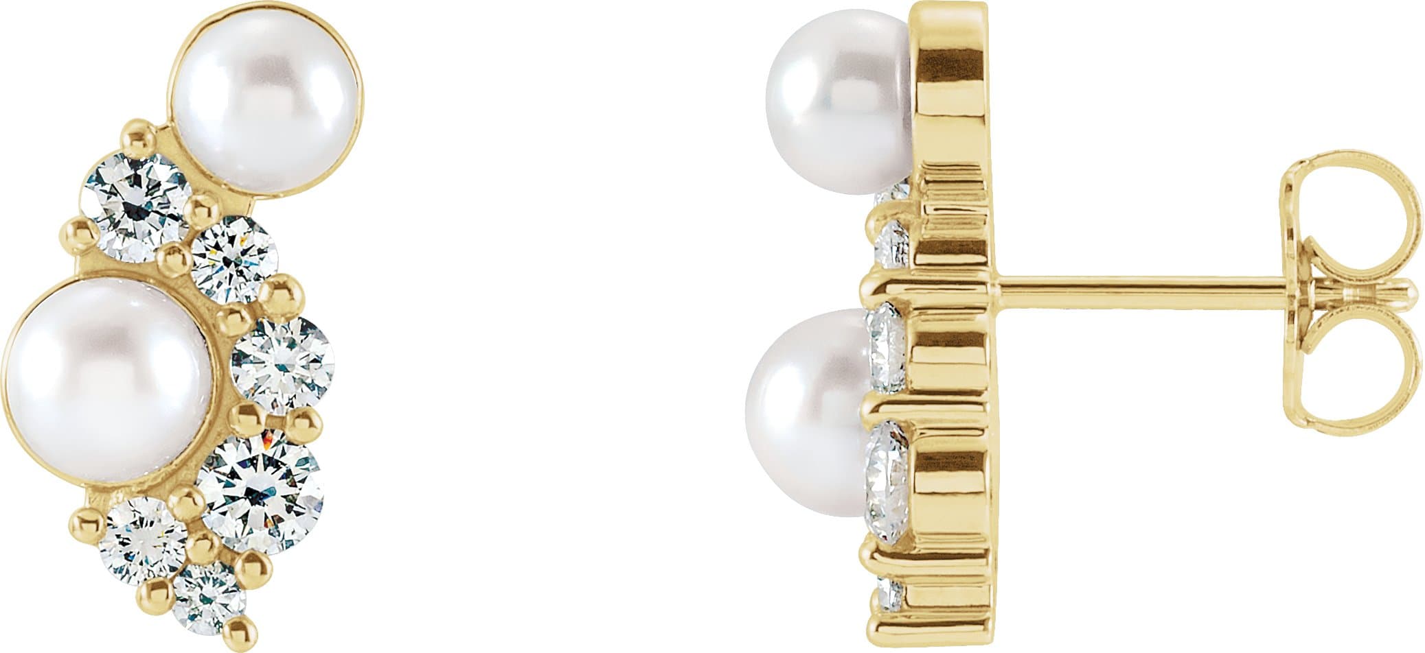 14K White Cultured White Akoya Pearls & 1/2 CTW Natural Diamond Earrings