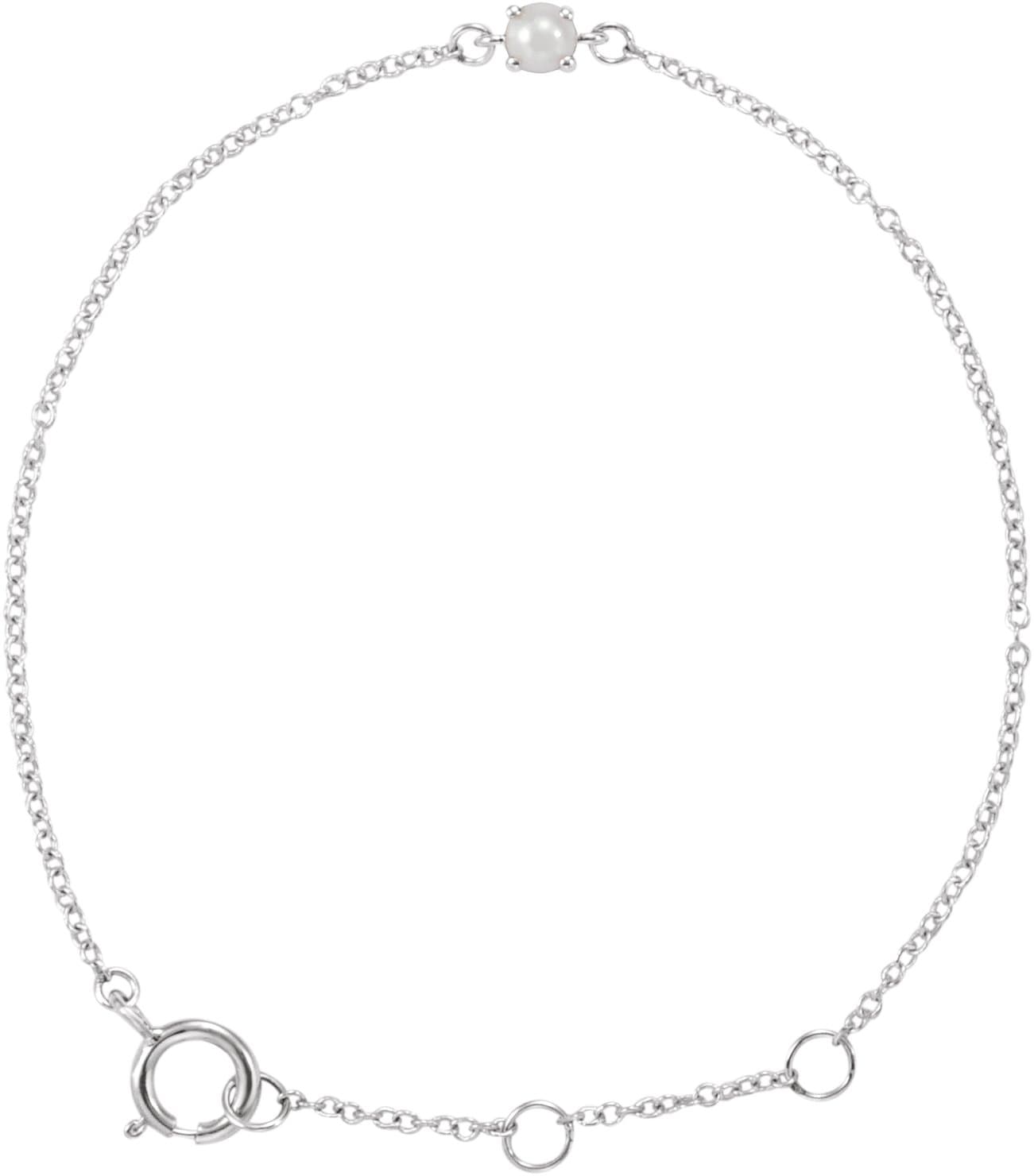14K Rose Imitation Aquamarine Youth Birthstone 4 1/2-5 1/2" Bracelet