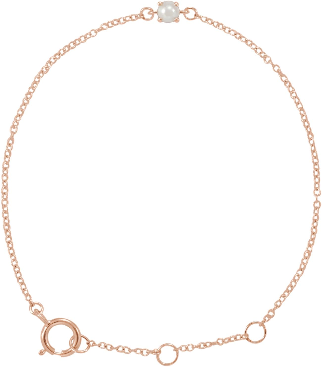14K Rose Gold Imitation Pearl Youth Birthstone 4 1/2-5 1/2" Bracelet