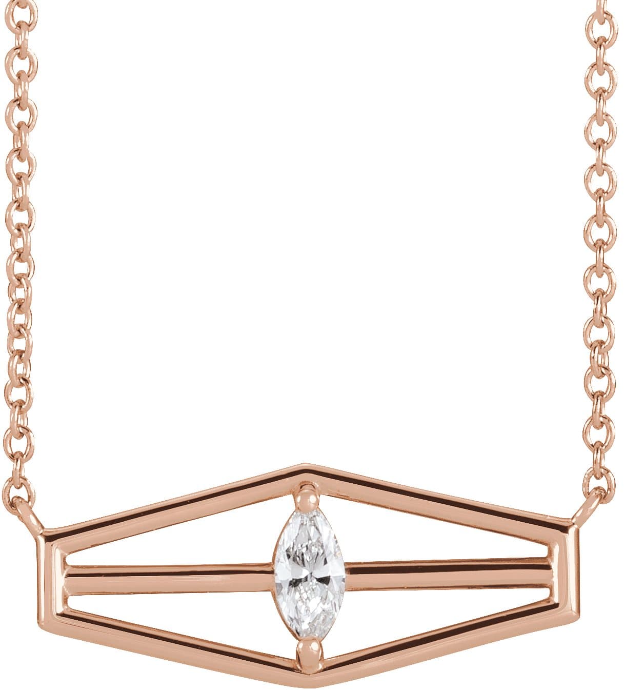 14K Rose 1/6 CT Natural Diamond Geometric 16 Necklace