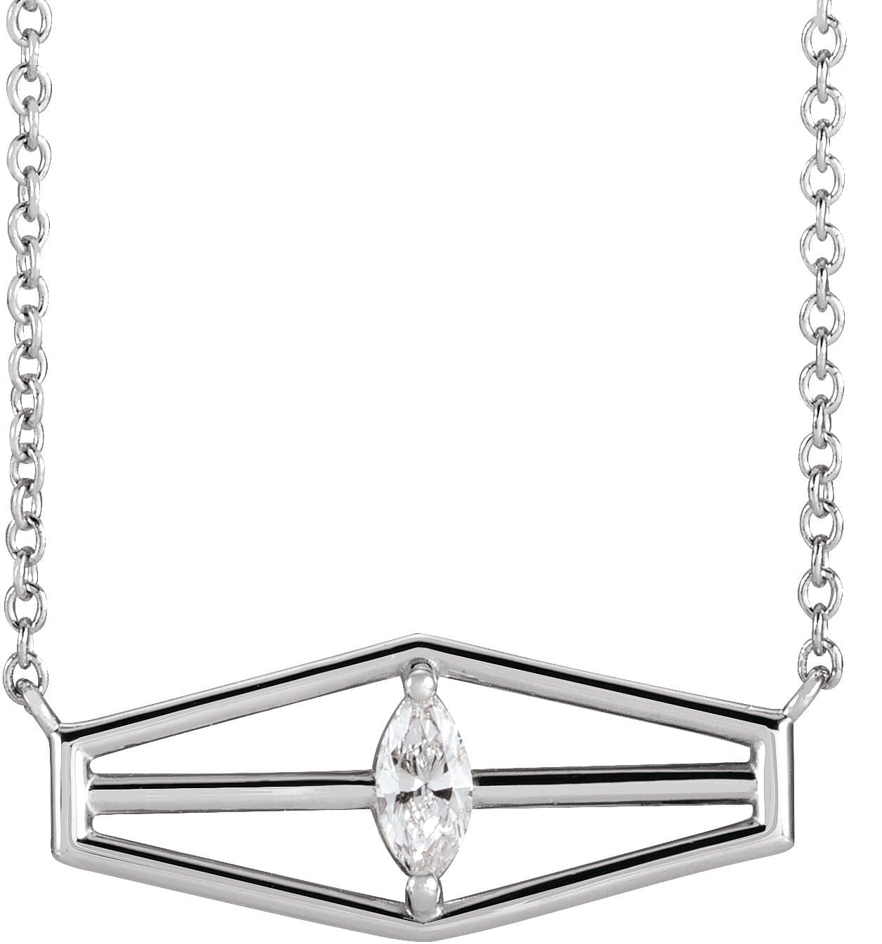 14K Rose 1/6 CT Natural Diamond Geometric 16 Necklace