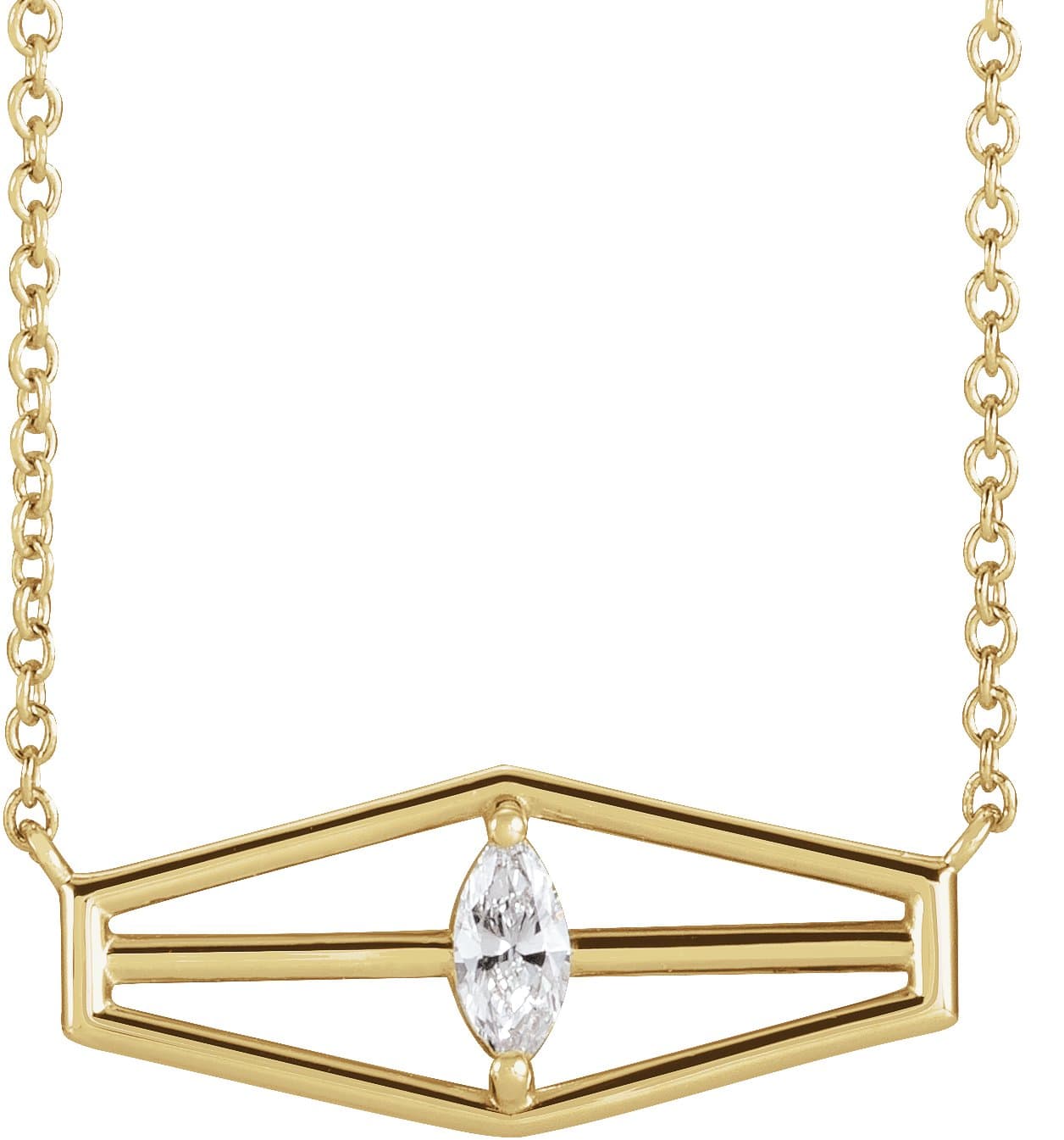 14K Rose 1/6 CT Natural Diamond Geometric 16 Necklace