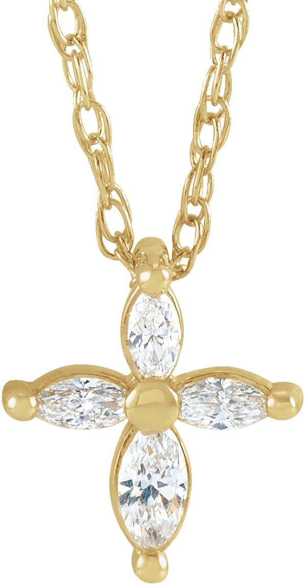14K White 1/6 CTW Natural Diamond Cross 18 Necklace