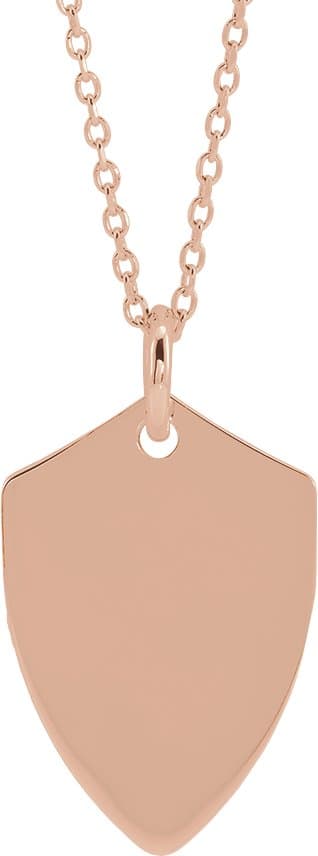 14K Rose Engravable Shield 24 Necklace