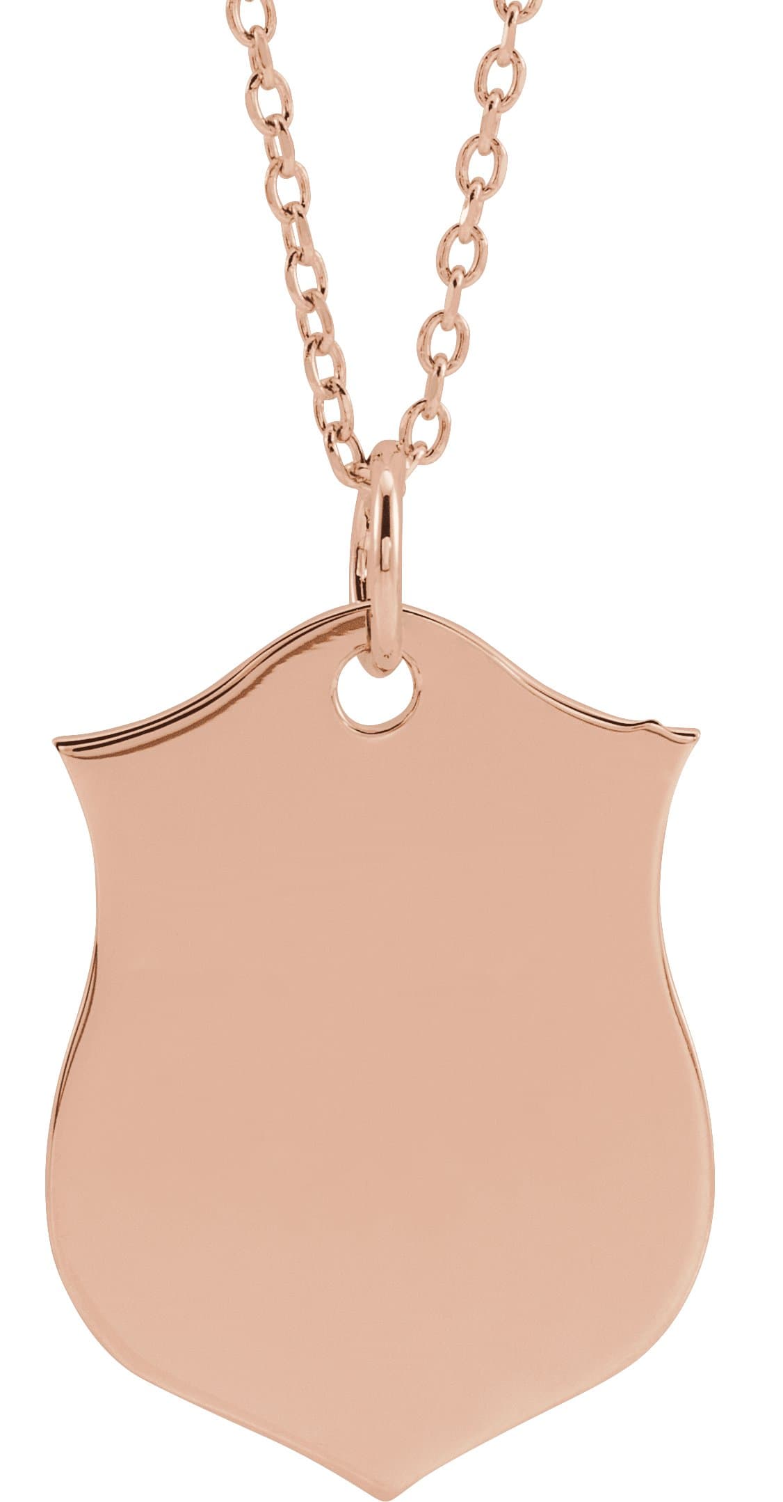 14K Rose Engravable Shield 24 Necklace