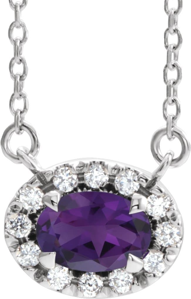 14K Rose 5x3 mm Lab-Grown Alexandrite & .05 CTW Natural Diamond 16 Necklace