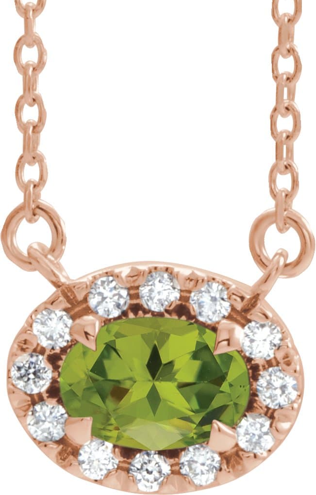 14K Rose 5x3 mm Lab-Grown Alexandrite & .05 CTW Natural Diamond 16 Necklace