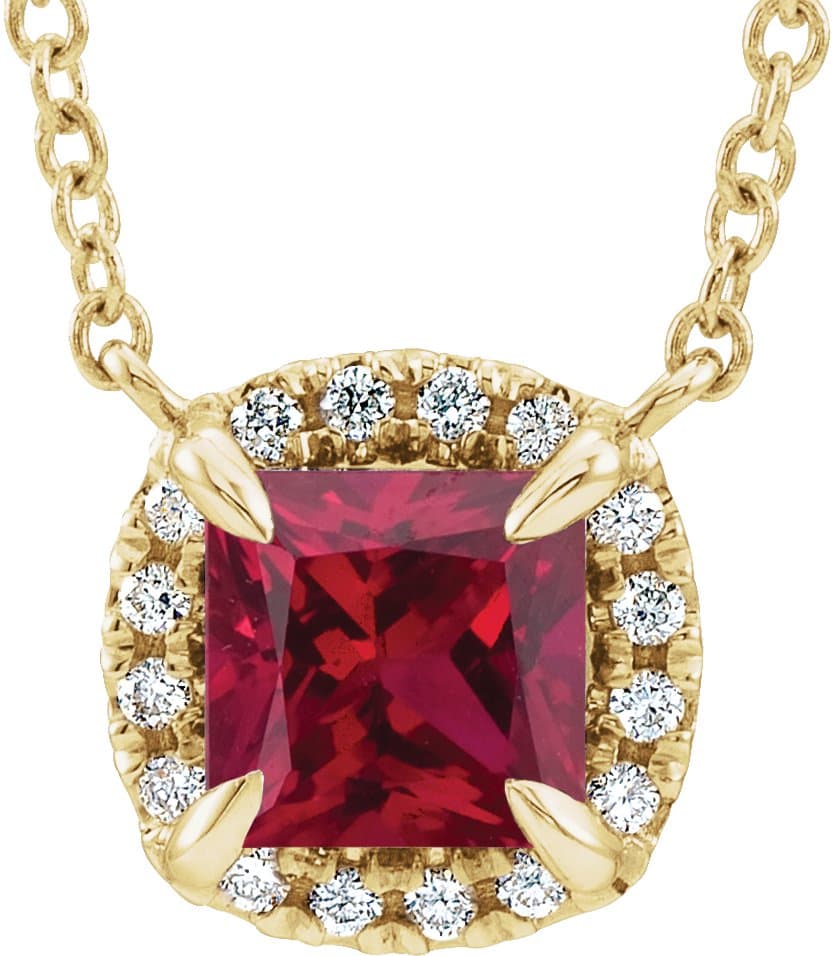 14K Rose Lab-Grown Alexandrite & .05 CTW Natural Diamond 16 Necklace