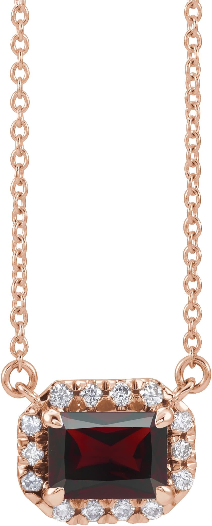 14K Rose 5x3 mm Lab-Grown Alexandrite & 1/8 CTW Natural Diamond Halo-Style 16 Necklace
